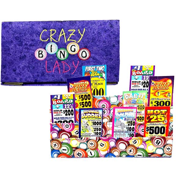 Hands Free Crazy Bingo Lady Playing Card Holder Bingo holds 16 tab dab USA - Picture 1 of 6